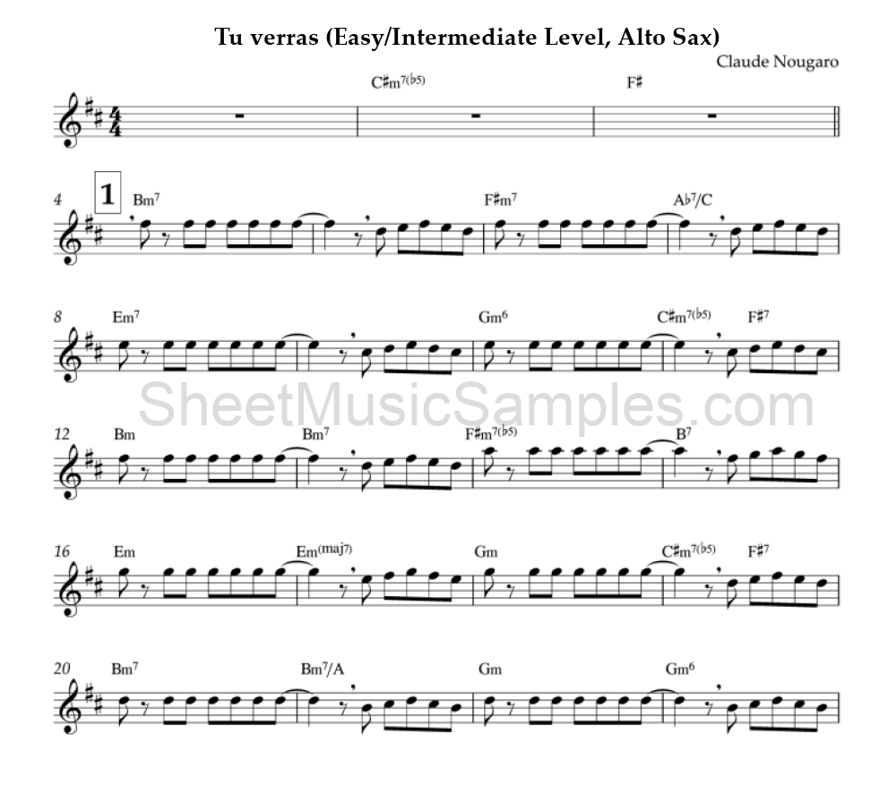 Tu verras (Easy/Intermediate Level, Alto Sax)