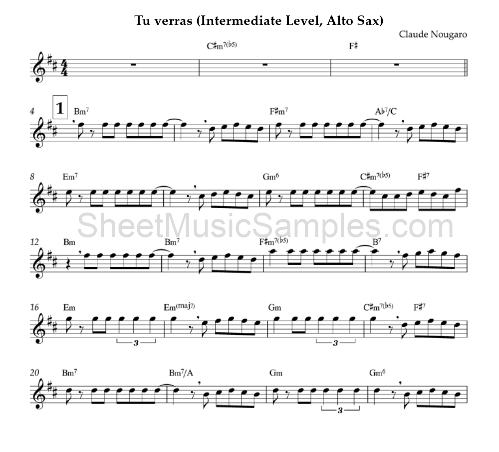 Tu verras (Intermediate Level, Alto Sax)