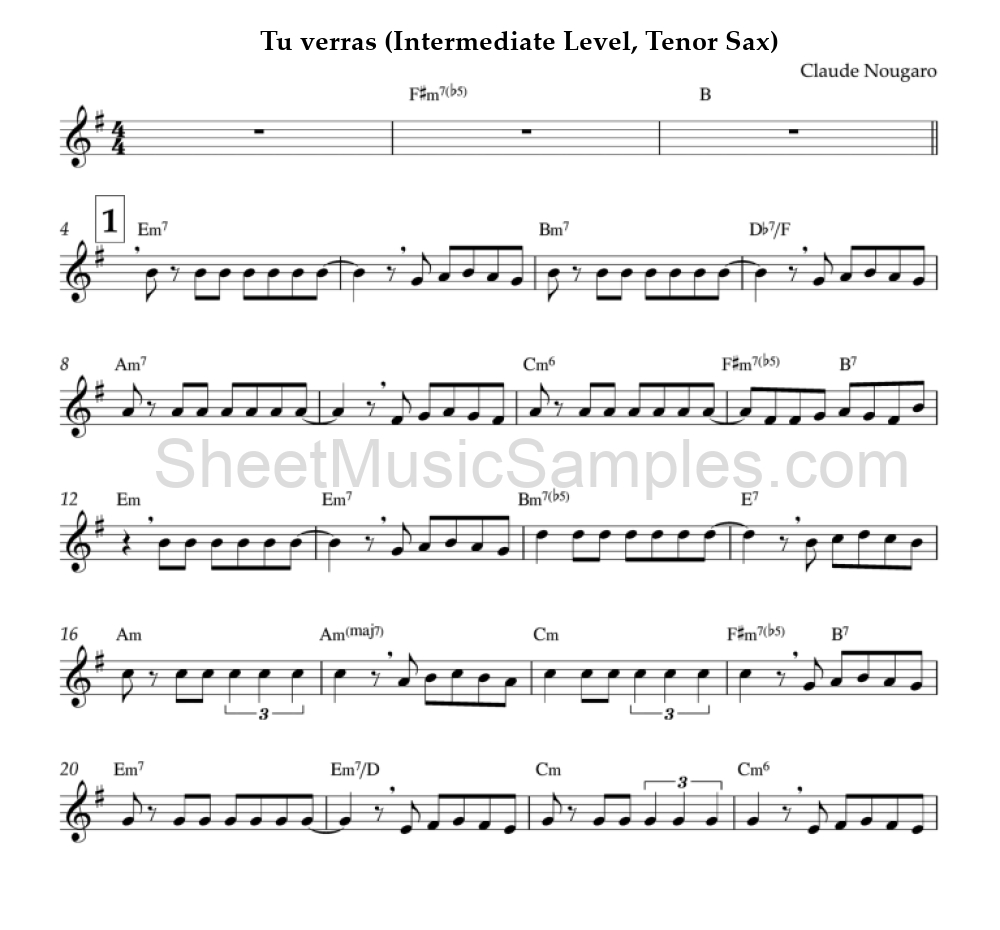 Tu verras (Intermediate Level, Tenor Sax)