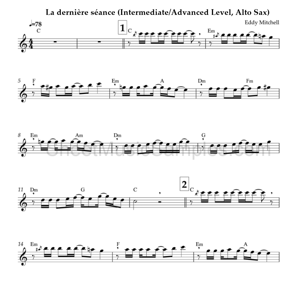 La dernière séance (Intermediate/Advanced Level, Alto Sax)