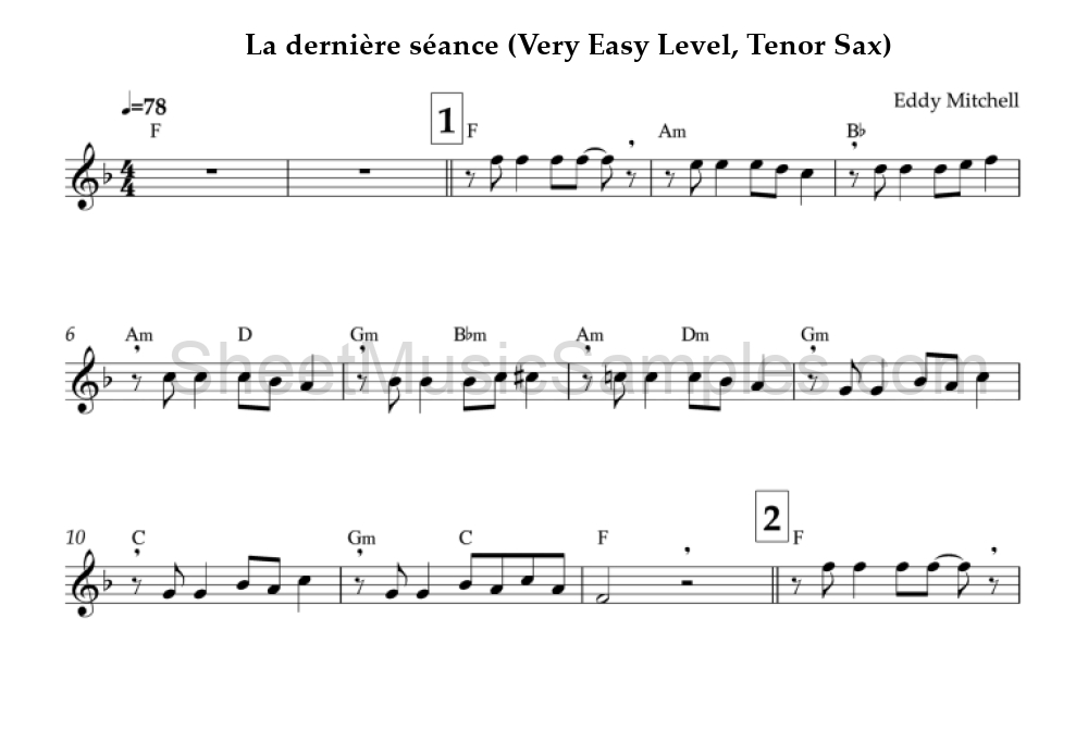 La dernière séance (Very Easy Level, Tenor Sax)