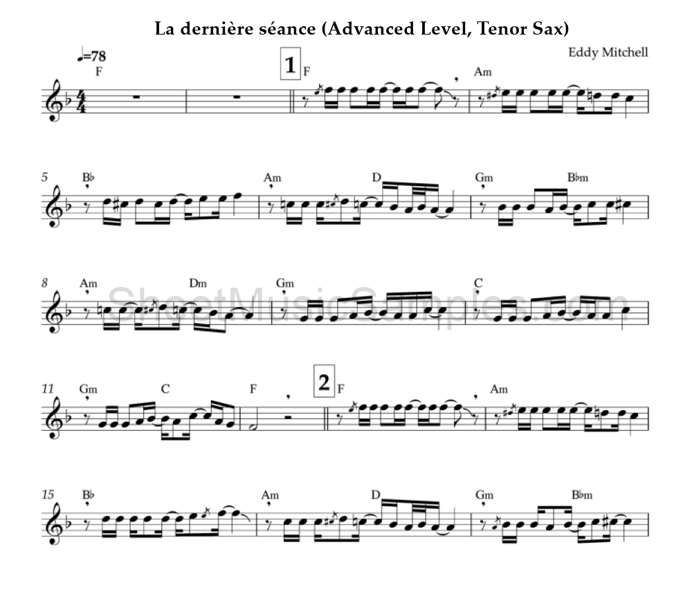 La dernière séance (Advanced Level, Tenor Sax)