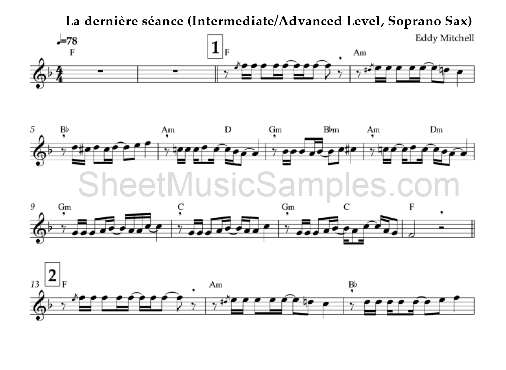 La dernière séance (Intermediate/Advanced Level, Soprano Sax)