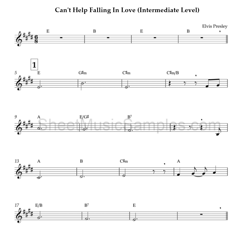 Can't Help Falling In Love (Intermediate Level)