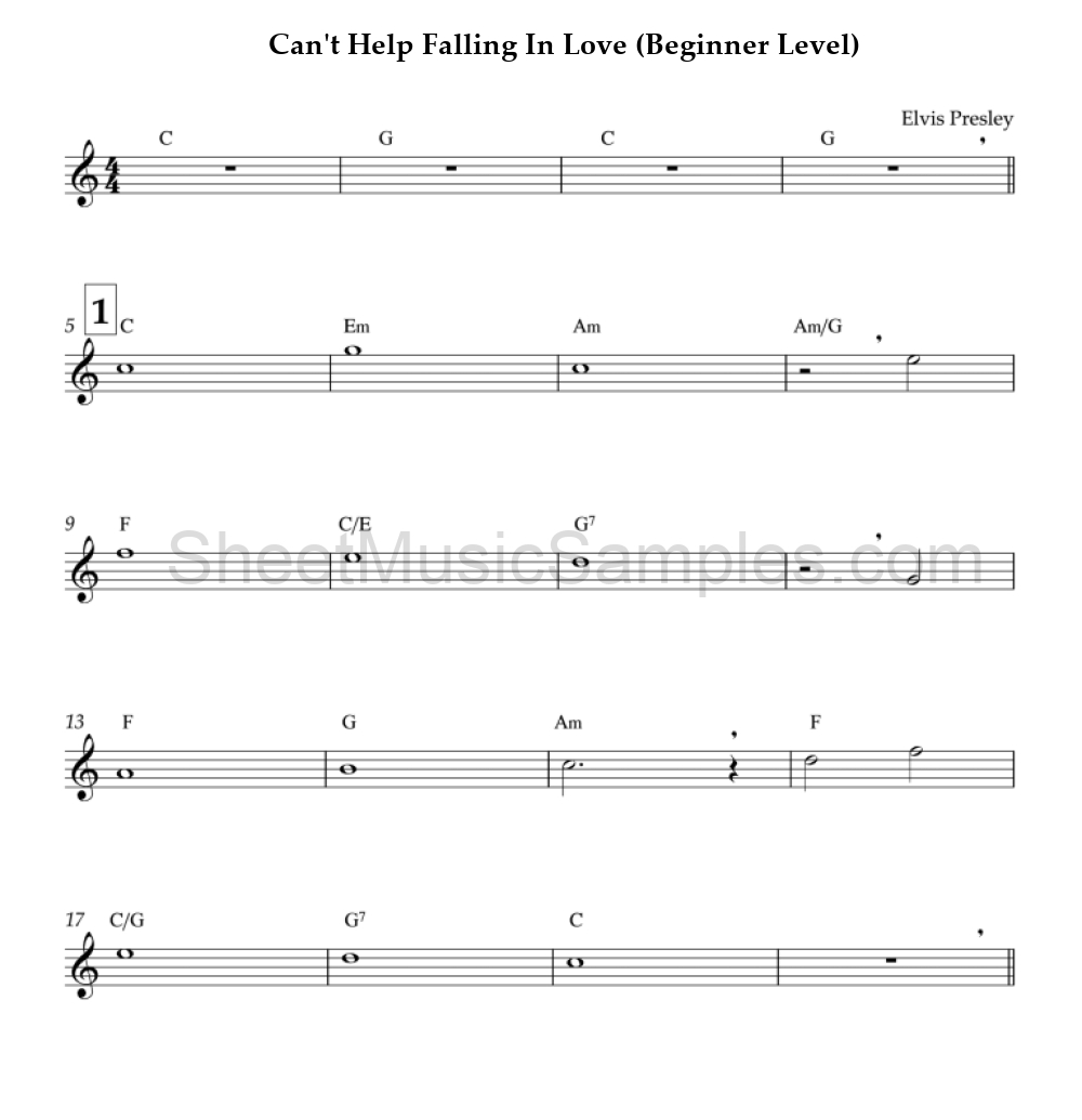 Can't Help Falling In Love (Beginner Level)