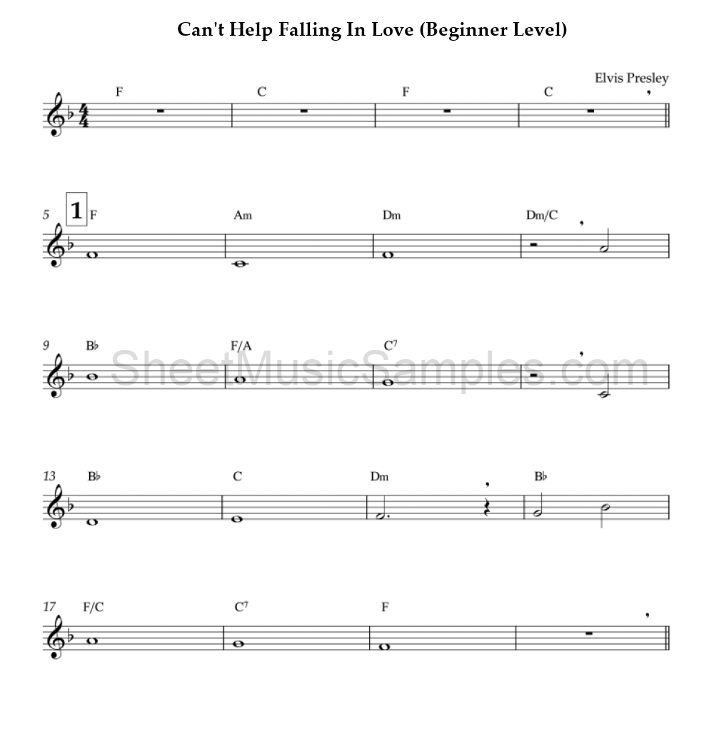 Can't Help Falling In Love (Beginner Level)