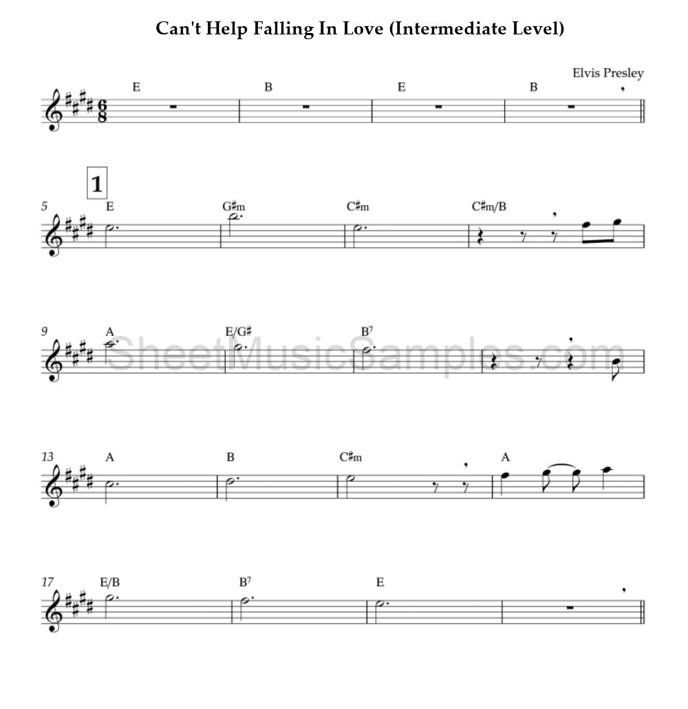 Can't Help Falling In Love (Intermediate Level)