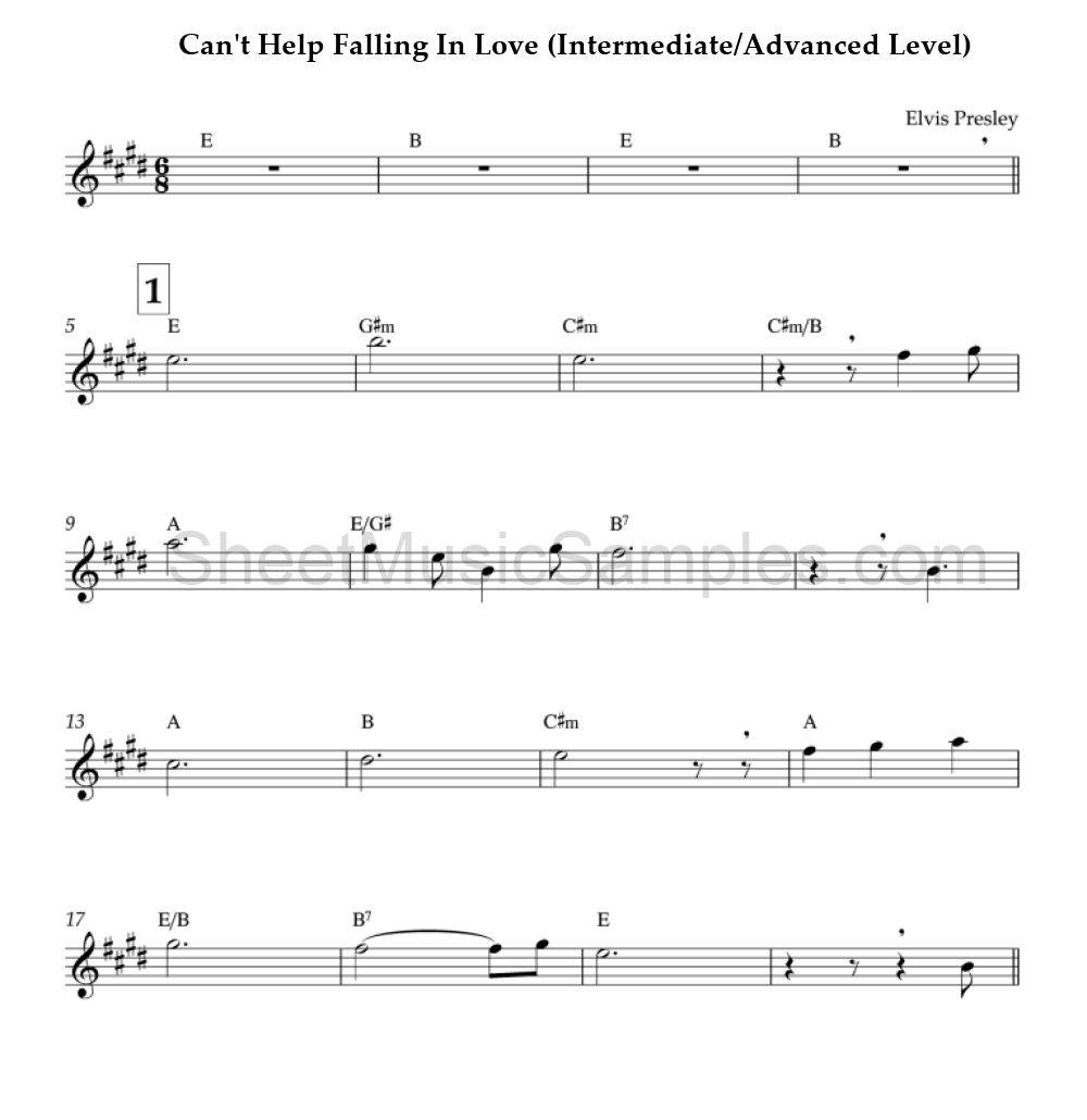 Can't Help Falling In Love (Intermediate/Advanced Level)