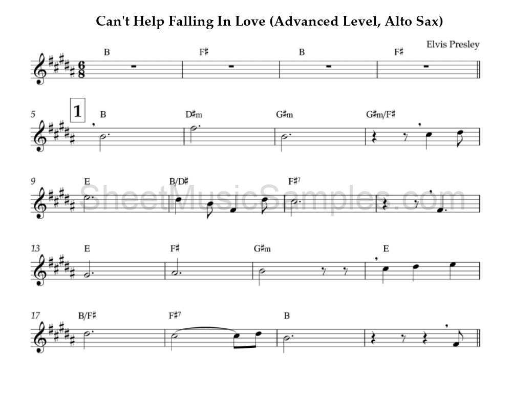 Can't Help Falling In Love (Advanced Level, Alto Sax)