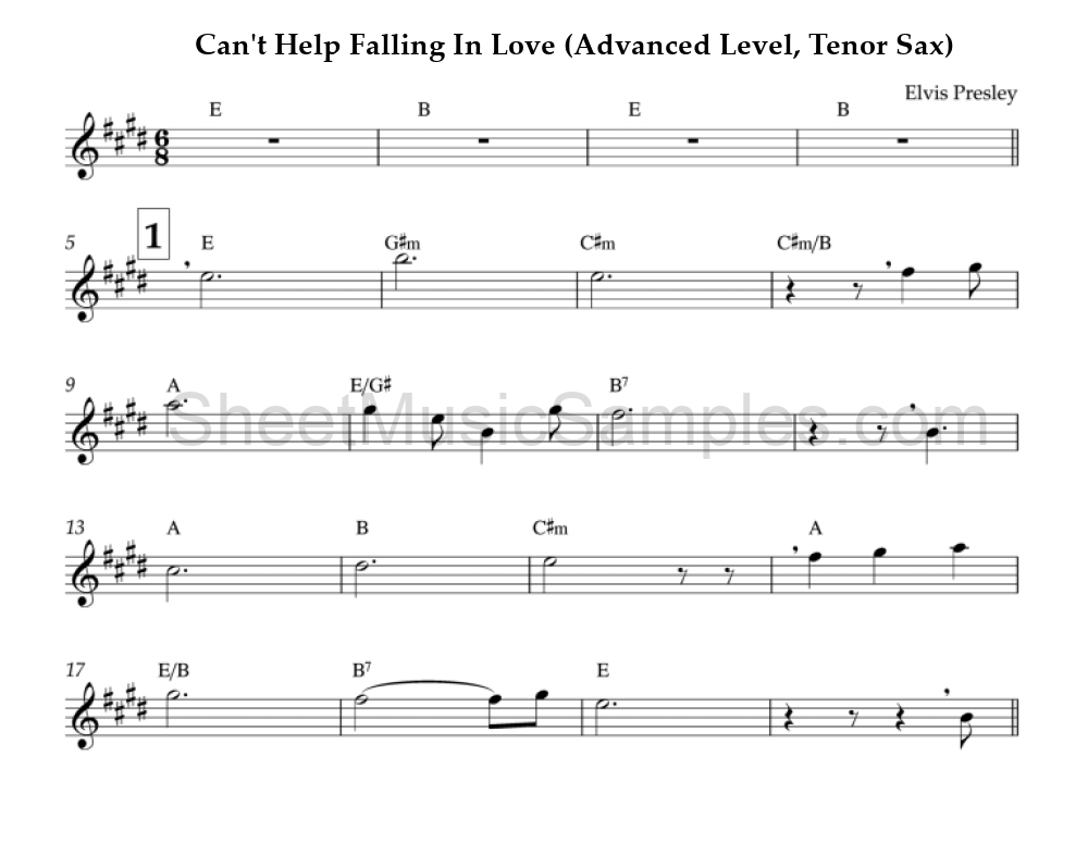 Can't Help Falling In Love (Advanced Level, Tenor Sax)