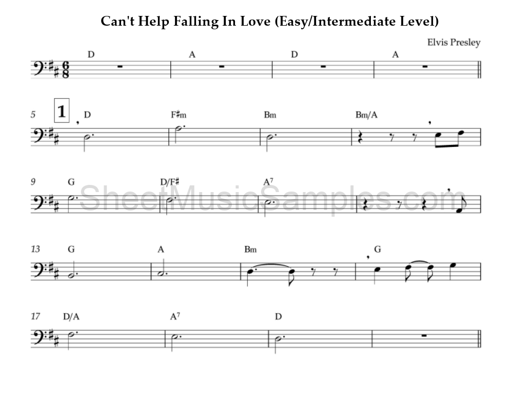 Can't Help Falling In Love (Easy/Intermediate Level)