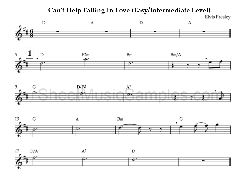 Can't Help Falling In Love (Easy/Intermediate Level)