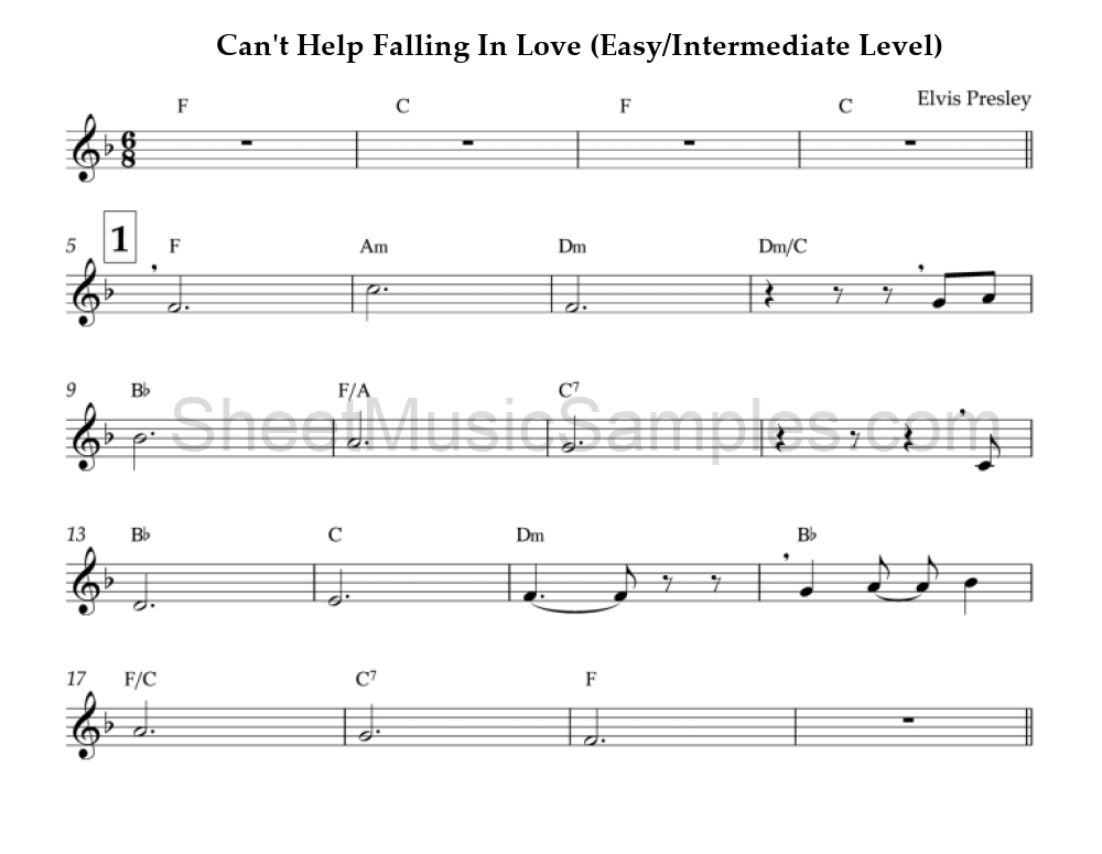 Can't Help Falling In Love (Easy/Intermediate Level)