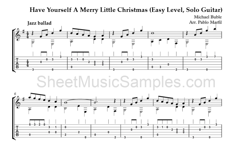 Have Yourself A Merry Little Christmas (Easy Level, Solo Guitar)