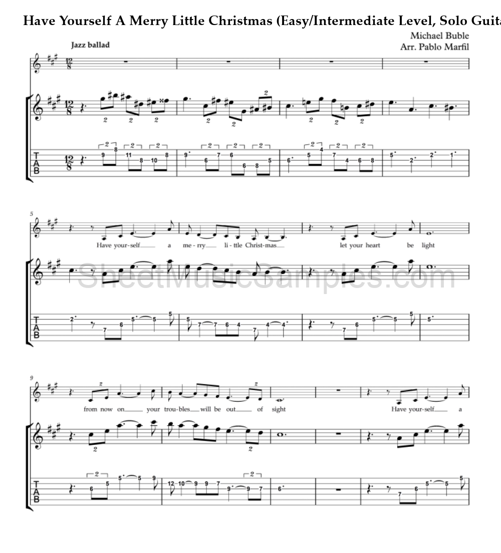 Have Yourself A Merry Little Christmas (Easy/Intermediate Level, Solo Guitar)