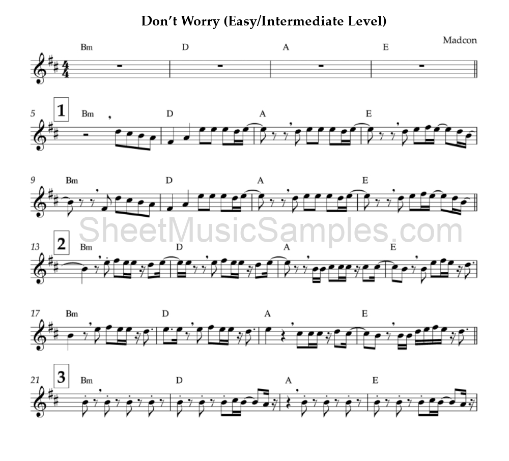 Don’t Worry (Easy/Intermediate Level)