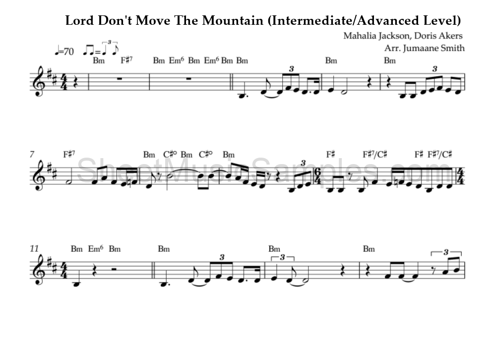 Lord Don't Move The Mountain (Intermediate/Advanced Level)