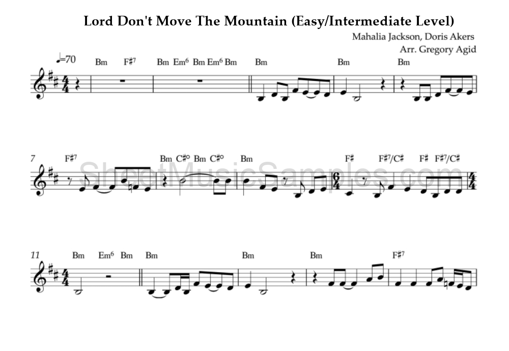 Lord Don't Move The Mountain (Easy/Intermediate Level)