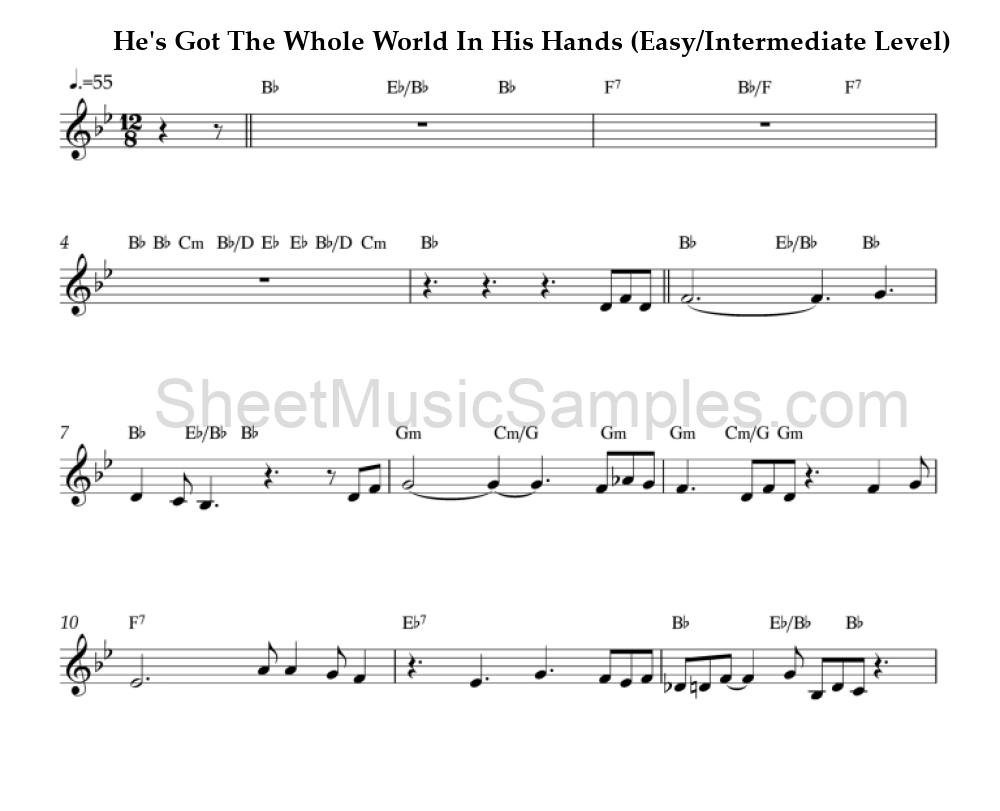 He's Got The Whole World In His Hands (Easy/Intermediate Level)