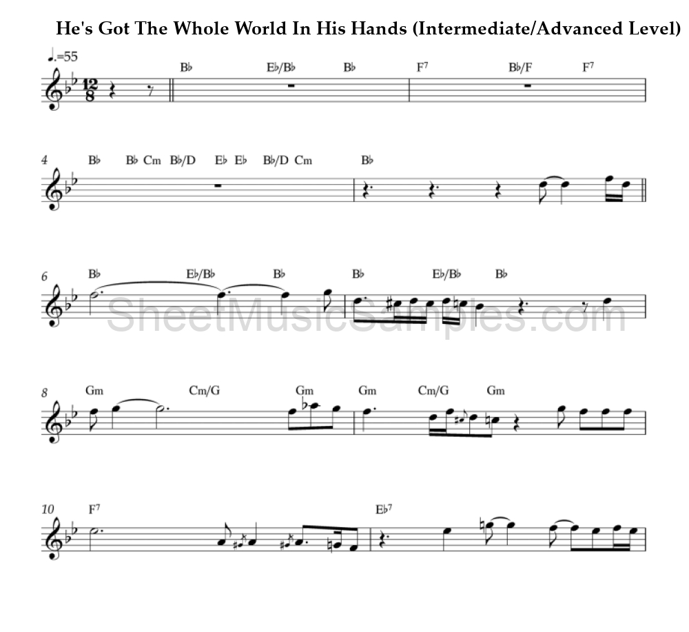 He's Got The Whole World In His Hands (Intermediate/Advanced Level)