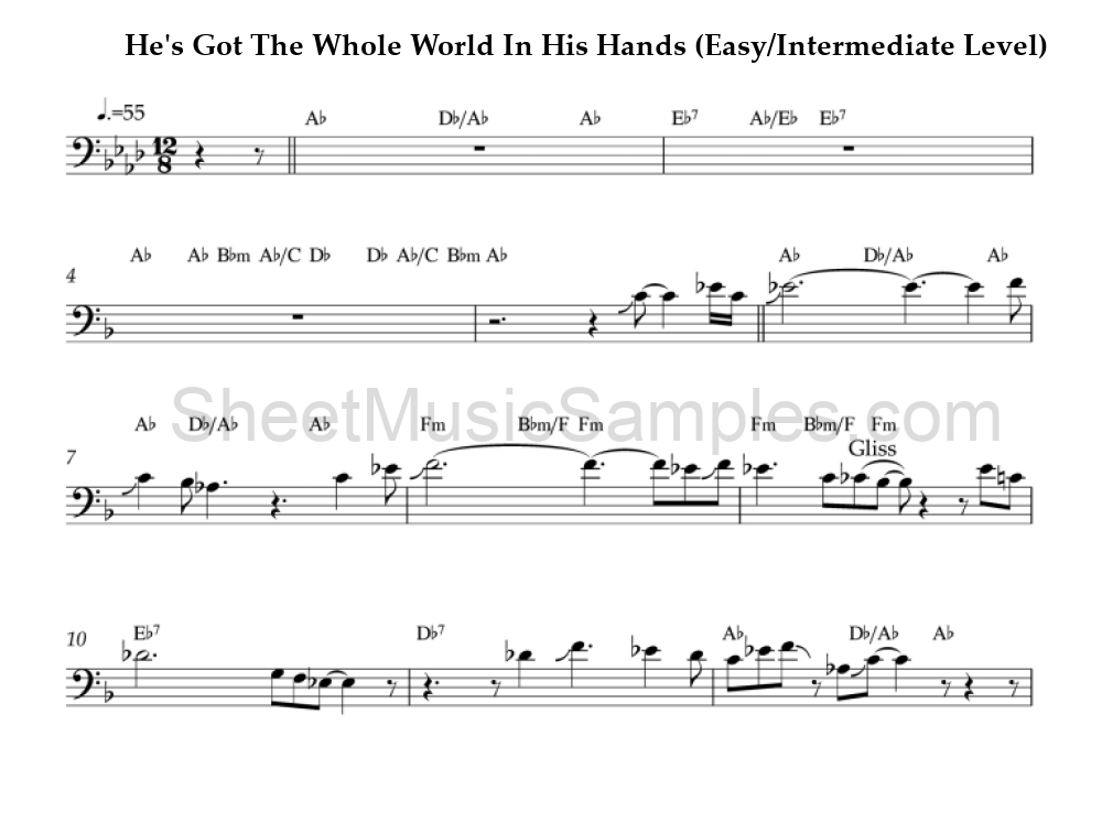 He's Got The Whole World In His Hands (Easy/Intermediate Level)