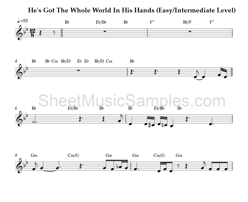 He's Got The Whole World In His Hands (Easy/Intermediate Level)