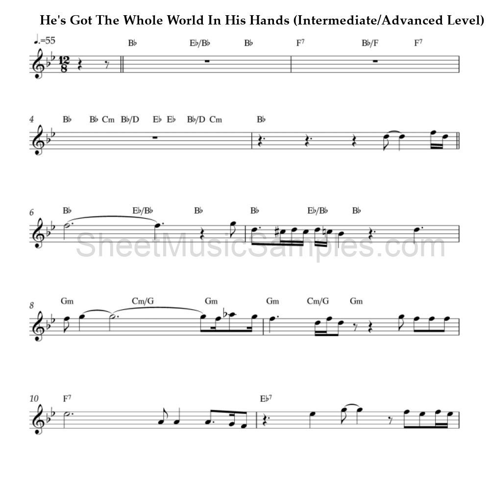 He's Got The Whole World In His Hands (Intermediate/Advanced Level)