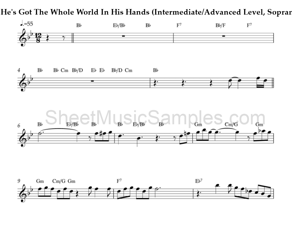 He's Got The Whole World In His Hands (Intermediate/Advanced Level, Soprano Sax)