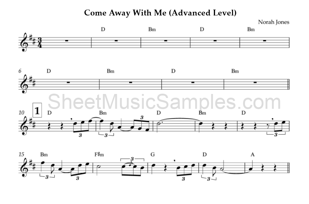 Come Away With Me (Advanced Level)