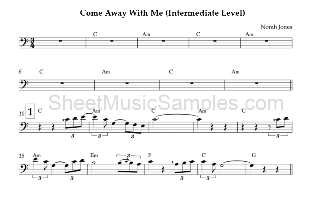 Come Away With Me (Intermediate Level)