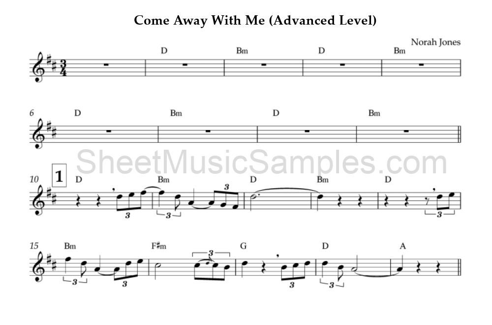 Come Away With Me (Advanced Level)