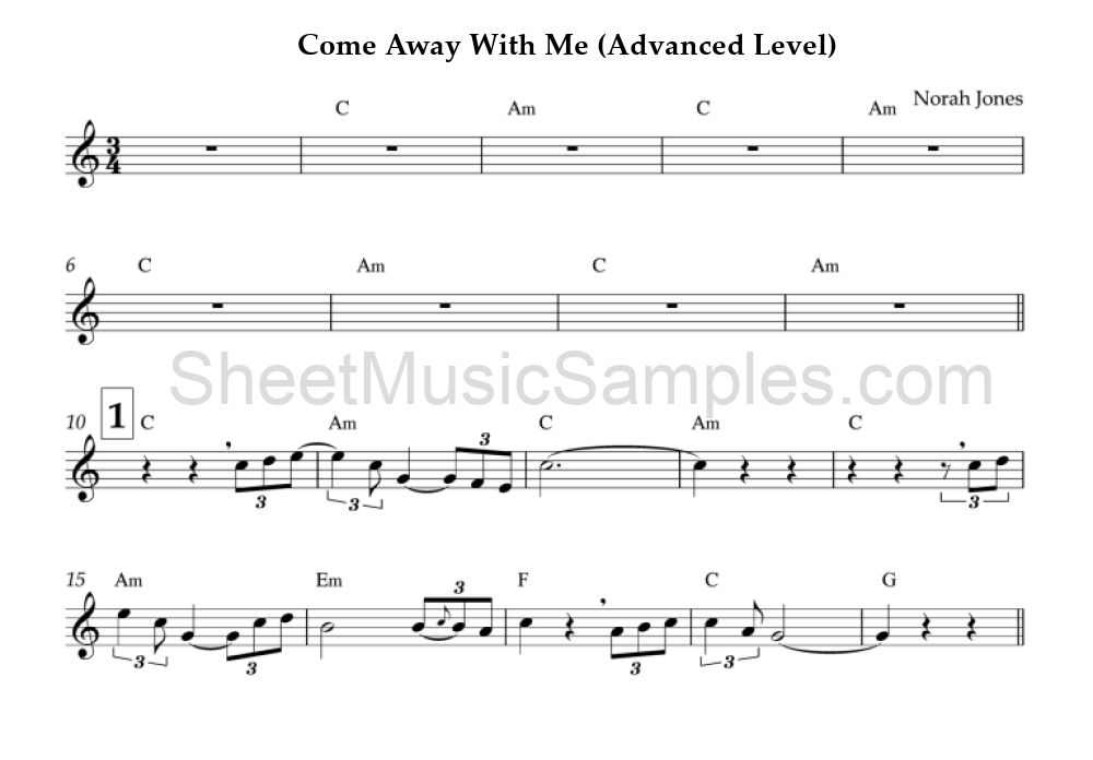 Come Away With Me (Advanced Level)