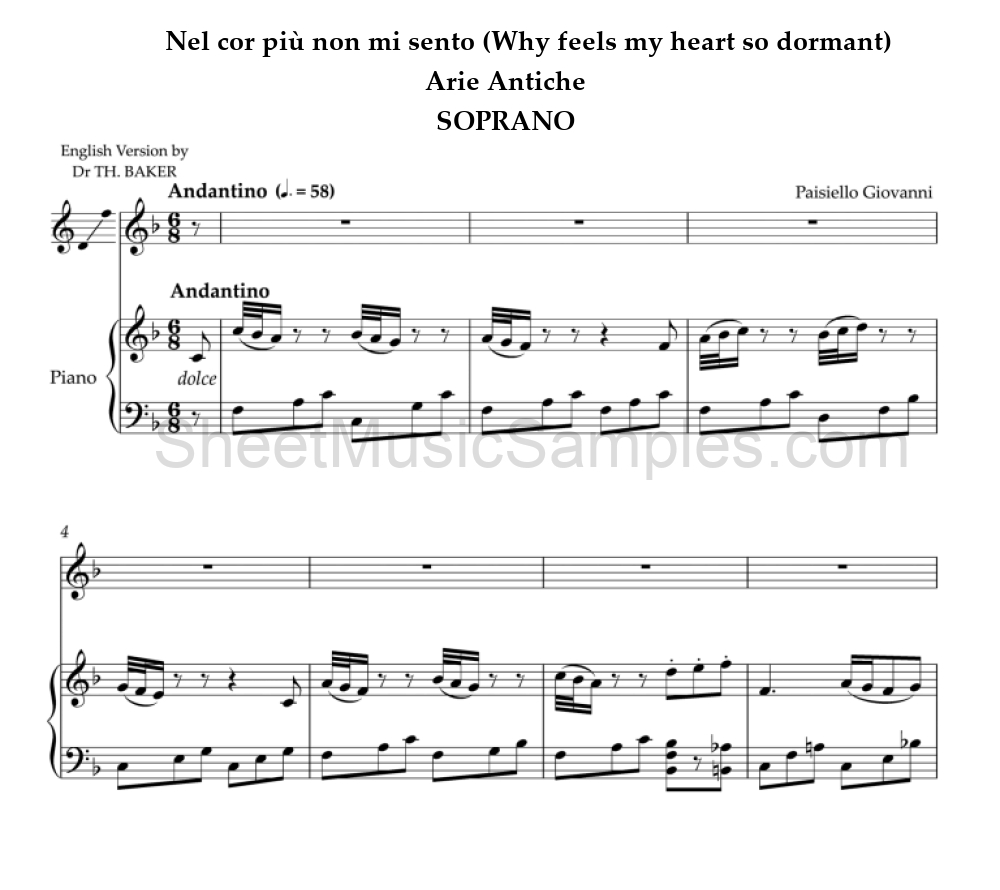 Nel cor più non mi sento (Why feels my heart so dormant) - Arie Antiche - SOPRANO