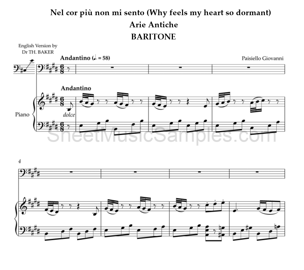 Nel cor più non mi sento (Why feels my heart so dormant) - Arie Antiche - BARITONE