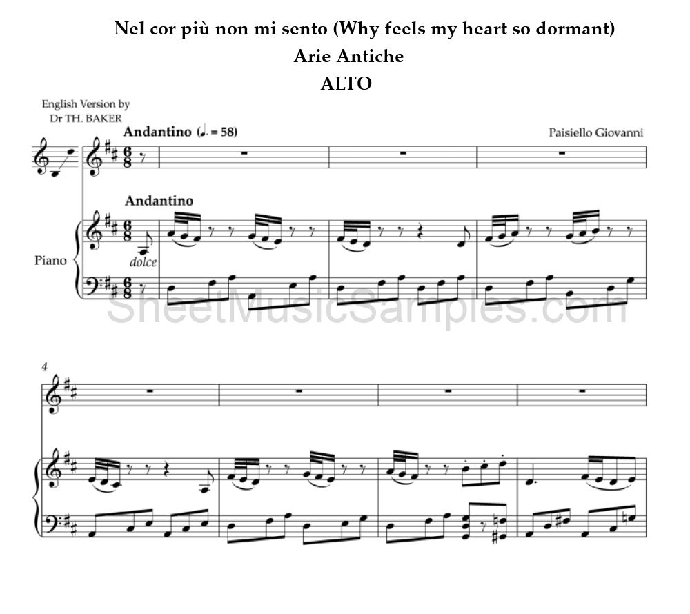 Nel cor più non mi sento (Why feels my heart so dormant) - Arie Antiche - ALTO