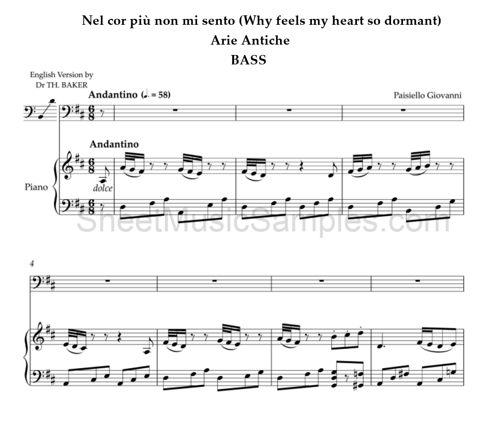 Nel cor più non mi sento (Why feels my heart so dormant) - Arie Antiche - BASS