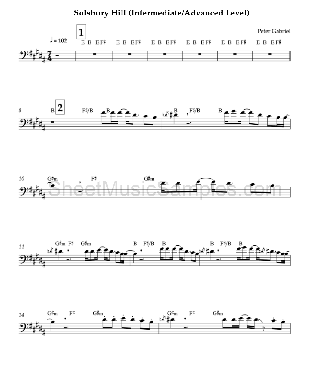 Solsbury Hill (Intermediate/Advanced Level)