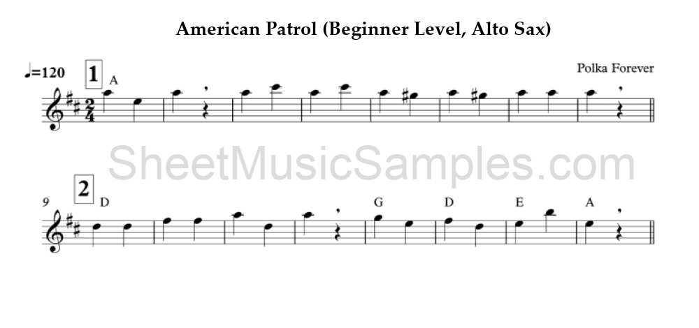 American Patrol (Beginner Level, Alto Sax)