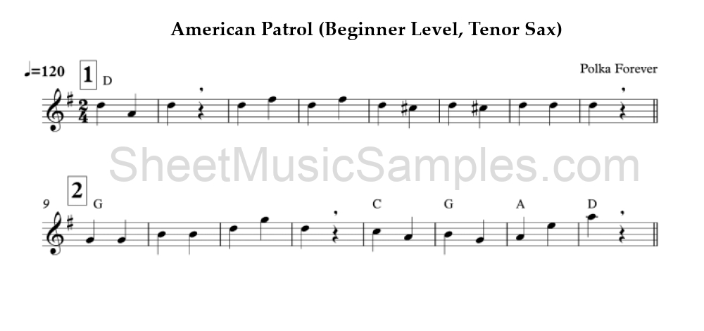 American Patrol (Beginner Level, Tenor Sax)