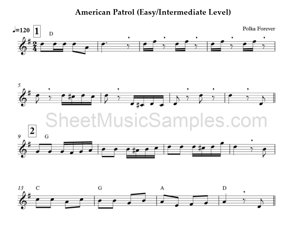 American Patrol (Easy/Intermediate Level)