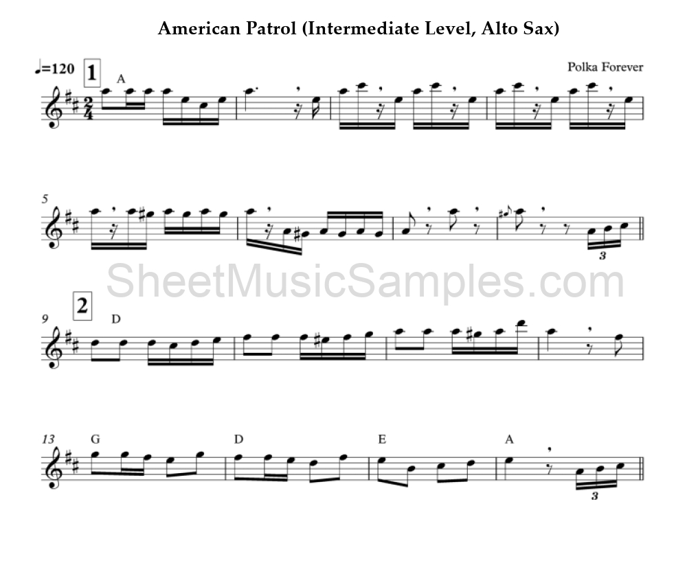 American Patrol (Intermediate Level, Alto Sax)