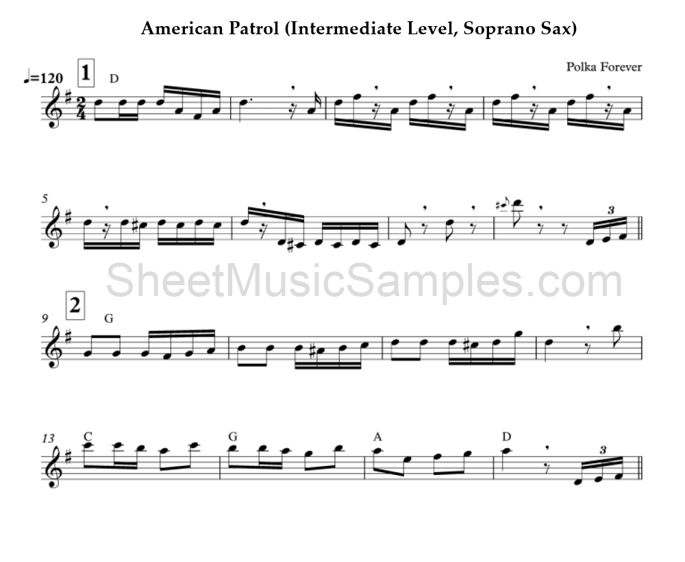 American Patrol (Intermediate Level, Soprano Sax)