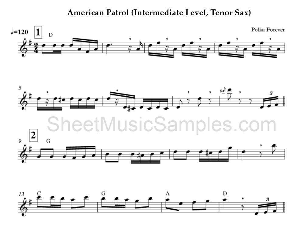 American Patrol (Intermediate Level, Tenor Sax)