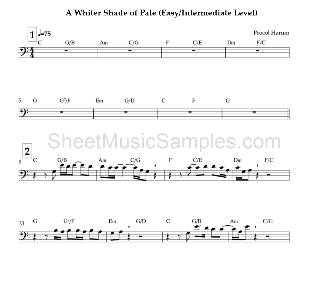 A Whiter Shade of Pale (Easy/Intermediate Level)