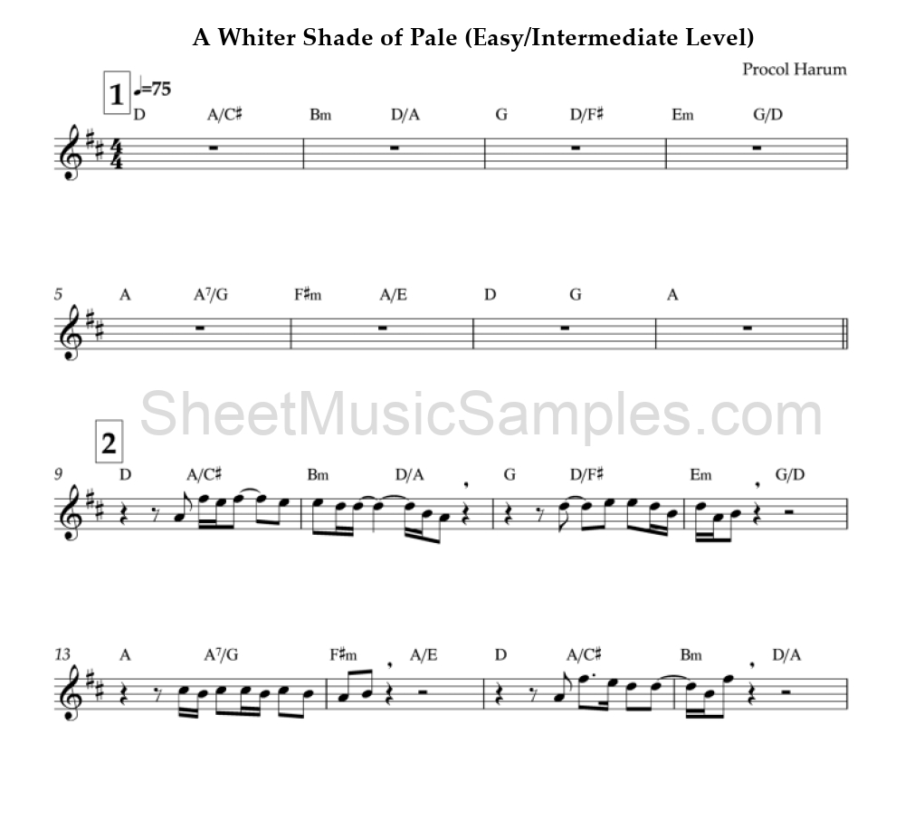 A Whiter Shade of Pale (Easy/Intermediate Level)