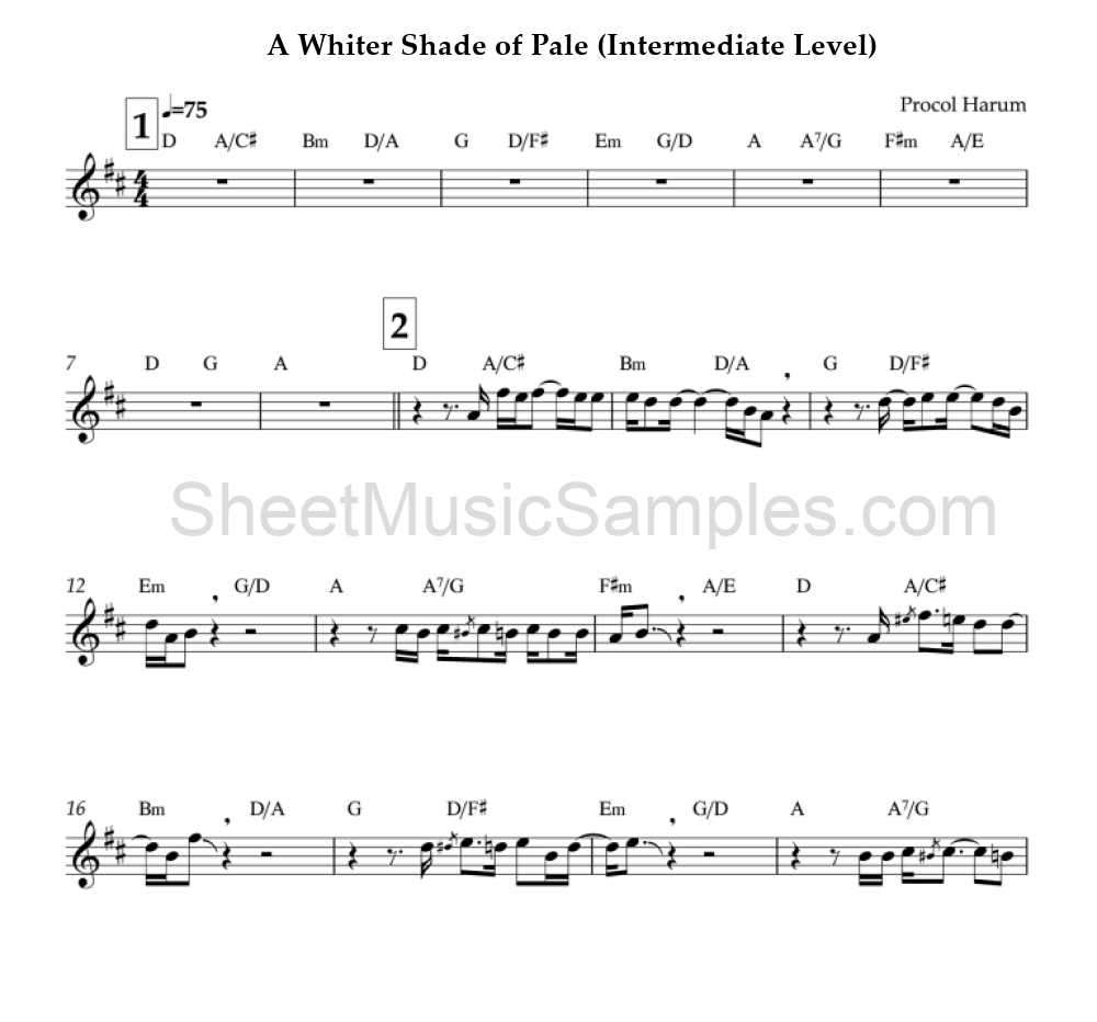 A Whiter Shade of Pale (Intermediate Level)