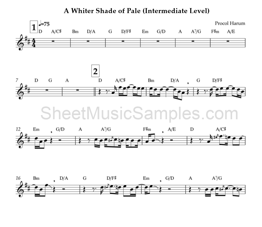 A Whiter Shade of Pale (Intermediate Level)