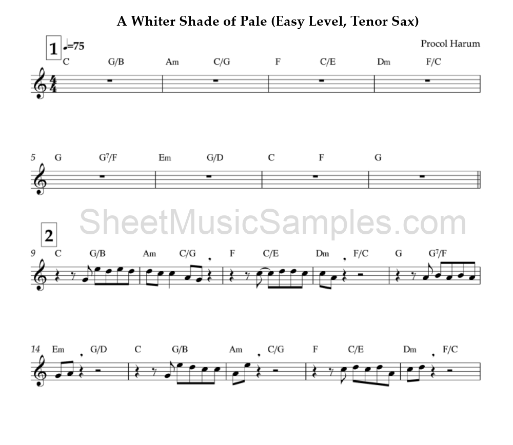 A Whiter Shade of Pale (Easy Level, Tenor Sax)