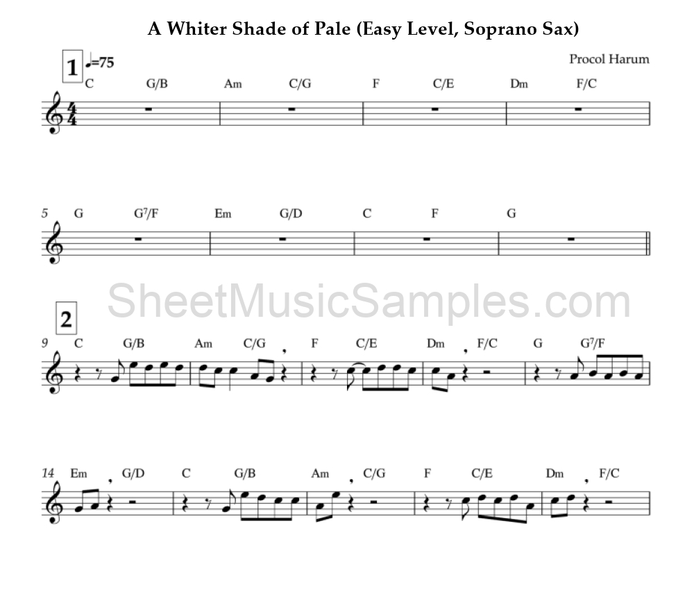 A Whiter Shade of Pale (Easy Level, Soprano Sax)