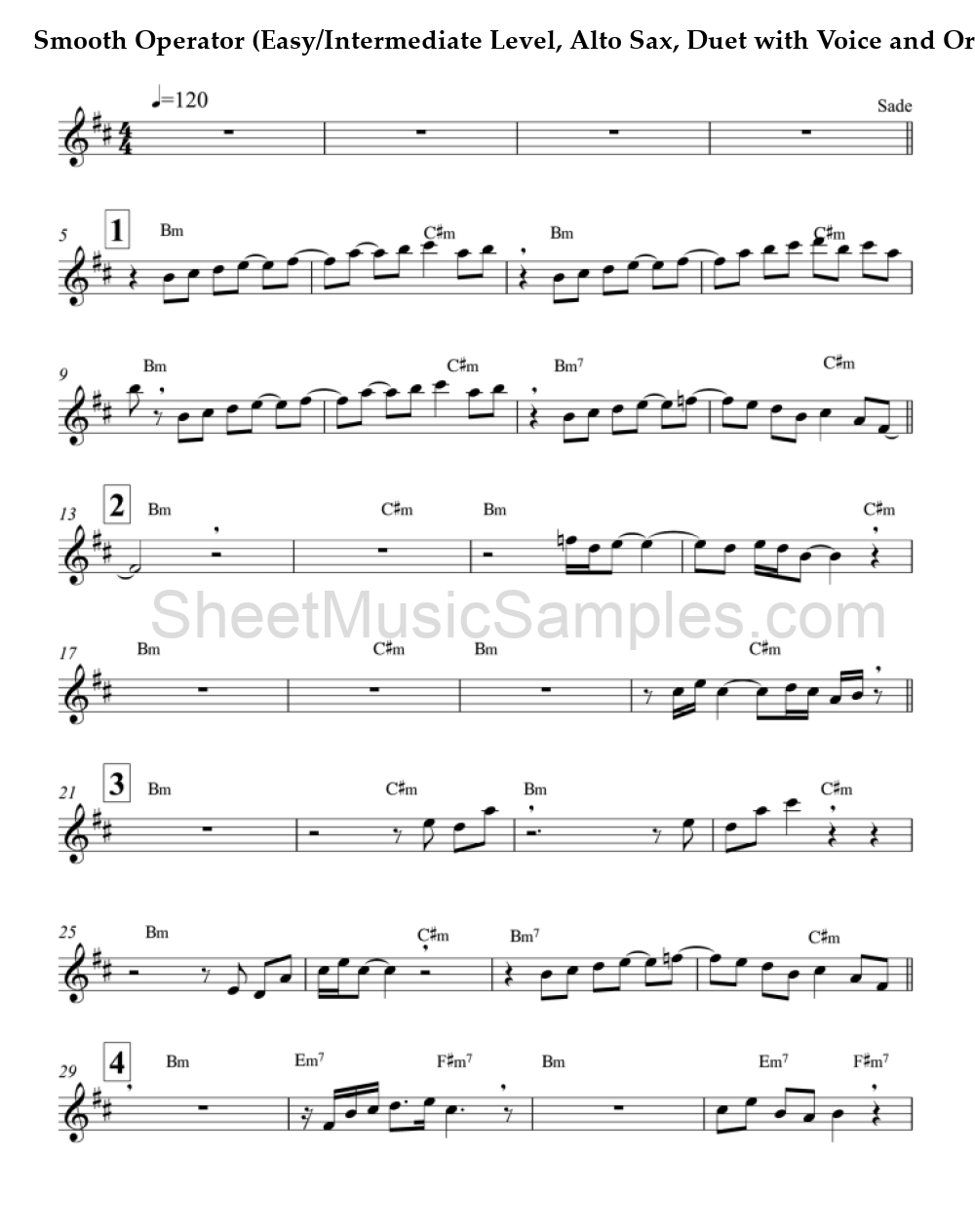 Smooth Operator (Easy/Intermediate Level, Alto Sax, Duet with Voice and Orch.)